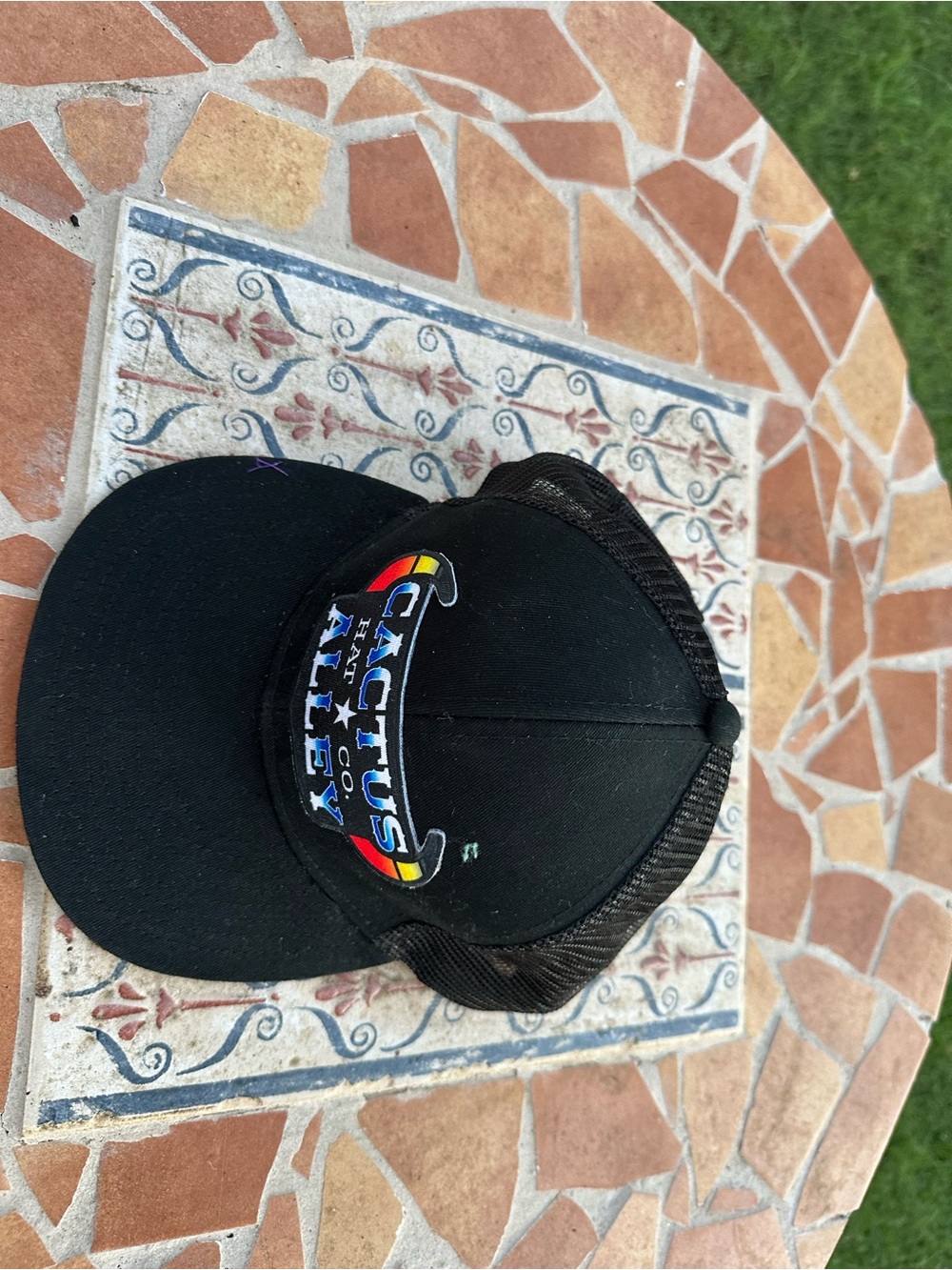 Cactus Alley Black Trucker Hat with Rainbow Logo